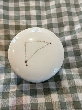 Anthropologie White Ceramic Trinket Box Capricorn